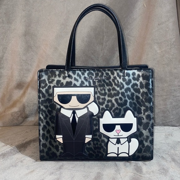 Karl Lagerfeld Handbags - Karl Lagerfeld Paris Maybelle Satchel Black/Grey Leopard
